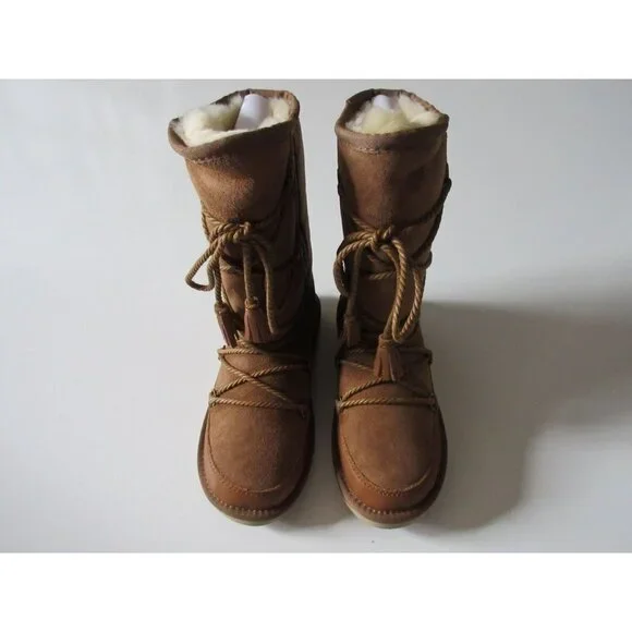 NIB Australia Luxe Collective Norse in Chestnut Shearling Lined Lace-up Boot 5